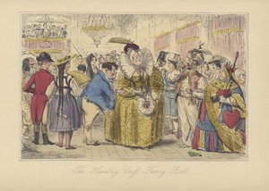 The Handley Cross Fancy Ball (farget etsning) av John (after) Leech