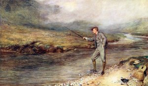 Ørretfiske i høylandet (farge litho)