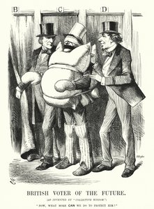 Punch tegneserie: British Voter of the Future (gravering) av John (after) Tenniel