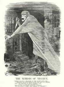 Punch tegneserie: The Nemesis of Neglect - fattigdom og kriminalitet i London på tidspunktet for Jack the Ripper-drapene (gravering)