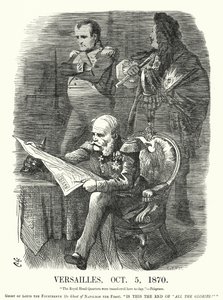 Punch tegneserie: Versailles, 5. oktober 1870 - ydmykelsen av Frankrike i den fransk-prøyssiske krigen (gravering)