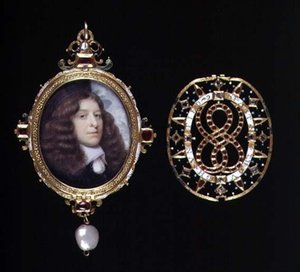 No.3863 Miniatyr av en ukjent mann, i gull og juvelbelagt ramme og omslag, ca. 1660 (vellum) av John (attr. to) Hoskins
