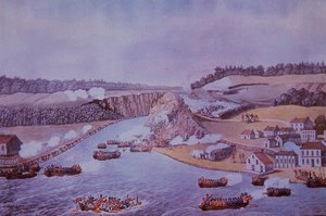 Slaget ved Queenston Heights (farge litho) av Walter Charles Mills