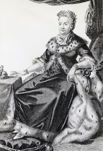 Catherine II, født Sophie Friederike Auguste (1729-1796), keiserinne av Russland, gravering av Walter Charles Mills