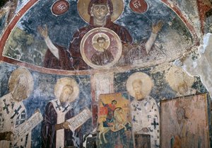 Fresker i den bysantinske kirken Agios Georgios, Vathi, Kreta, Hellas (bilde) av Walter Charles Mills