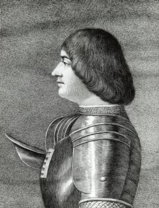 Portrett av Ludovico Sforza, kjent som Il Moro (1452-1508), hertugen av Milano, gravering