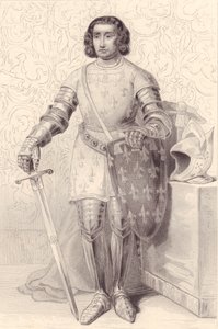 Portrett av Filip av Artois, greve av Eu (1358-1397), gravering, 20x13 cm, fra Galerie Historique de Versailles, Histoire de France, Charles Gavard Publisher, Paris, ca. 1840 av Walter Charles Mills