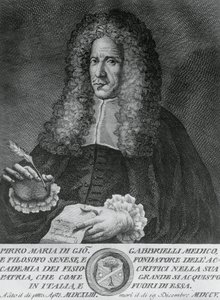 Portrett av Pirro Maria Gabbrielli (1643-1705), italiensk filosof og professor i teoretisk medisin og botanikk, gravering av Cosimo Zocchi (aktiv 1740-ca 1787) av Walter Charles Mills