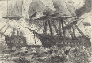 Sea Battle (litho) av Walter Charles Mills