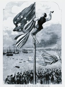 Britene forlater New York, mens det amerikanske flagget heises, 25. november av Walter Charles Mills