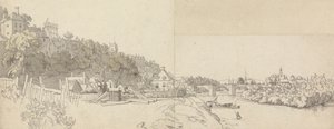 En by sett fra bredden av en elv av John Alexander Gresse