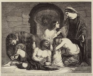 Historical Composition in Painting, An Act of Mercy, Blanche av Castilla, Dronning Regent av Frankrike, frigjøring av fangene innesperret av kapittelet i Paris, i 1512 av John Alfred Vintner
