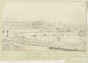 Burton-upon-Trent Bridge and Town: pennetegning, 1817