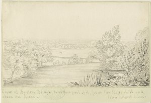 Burton-upon-Trent Bridge and Town: pennetegning, nd [c 1817] (tegning)