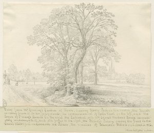 Lichfield - Utsikt over Stowe Pool: penntegning, nd [1826] (tegning) av John Allport