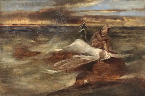 The Fairy and the Sea Serpent (olje på lerret lagt på panel)