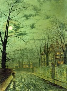 En månebelyst vei av John Atkinson Grimshaw
