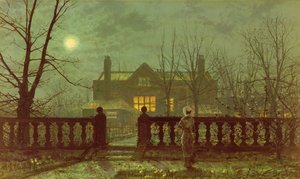 En dame i en hage ved måneskinn, 1882 av John Atkinson Grimshaw