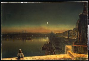 Rouen om natten fra Pont de Pierre, 1878 av John Atkinson Grimshaw