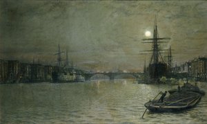 The Pool and London Bridge at Night, 1884 av John Atkinson Grimshaw