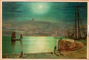 Whitby Harbour av Moonlight, 1870 av John Atkinson Grimshaw
