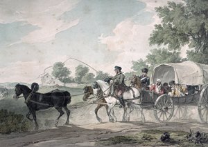 Belgisk vogn som frakter sårede fra feltet etter slaget ved Waterloo, 1815 av John Augustus Atkinson