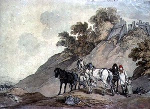 Handlevogn og team ved en grusgrav av John Augustus Atkinson