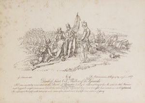 Død av oberstløytnant William Miller fra 1. garde i slaget ved Quatre Bas av John Augustus Atkinson