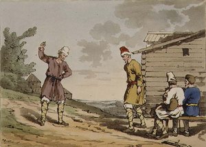 Polsk dans, plate 96 fra bind III av "The Manners, Customs and Amusements of the Russians", etset av kunstneren, pub. 1804 (akvatint) av John Augustus Atkinson