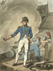 Post Captain fra Costume of Great Britain, gravert av kunstneren, pub. av William Millar og James Walker, 1807 (farget etsning) av John Augustus Atkinson