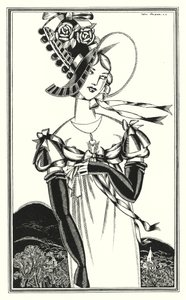 Illustrasjon for Don Juan av Lord Byron: A Bonnet, som det rettferdige kjønn har på seg (litho)