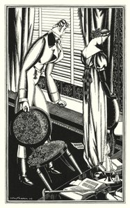 Illustrasjon for Don Juan av Lord Byron: Don Jose og damen hans kranglet, hvorfor? (litho) av John Austen