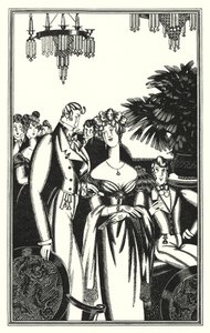 Illustrasjon for Don Juan av Lord Byron: Juan ble mottatt i det beste samfunnet (litho)