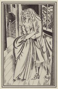 Illustrasjon for Moll Flanders av Daniel Defoe (litho) av John Austen