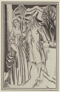 Illustrasjon for Moll Flanders av Daniel Defoe (litho) av John Austen