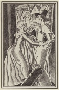 Illustrasjon for Moll Flanders av Daniel Defoe (litho) av John Austen
