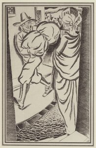 Illustrasjon for Moll Flanders av Daniel Defoe (litho) av John Austen