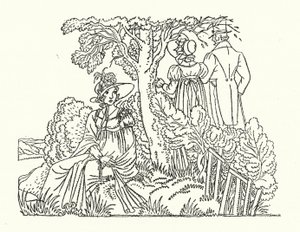 Illustrasjon for Persuasian av Jane Austen (farge litho) av John Austen