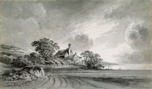 En hytte nær bredden av en innsjø, 1700-tallet av John Baptist Malchair