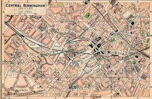 Central Birmingham, c20th Century av John Bartholomew