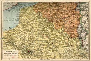 Kart over Belgia og Nord-Frankrike, c1914, c1920.