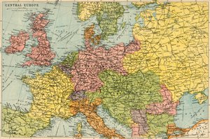 Kart over Sentral-Europa, c1914.