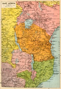 Kart over Øst-Afrika, første verdenskrig, c1920.
