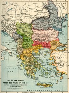 Balkanstatene etter krigene 1912-13, c1920.