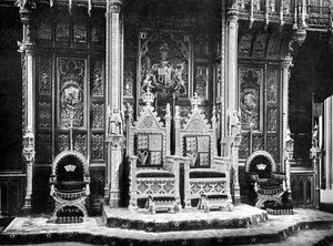 The Royal Throne, House of Lords, Westminster, c1905.