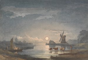 Måneskinn på elven nær Brugge av John Berney Crome