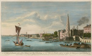 En utsikt over London tatt av Themsen nær York Buildings av John Boydell