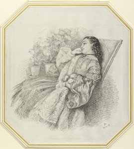 Georgina Hannay, 1859 (penn og svart blekk på hvitt papir) av John Brett