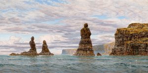 MacLeods jomfruer, Skye (naturskulptur) (olje på lerret) av John Brett