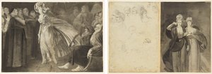 Woman Standing among the Friars (recto) Skisser av hoder (verso, venstre); To kvinner (verso, høyre)